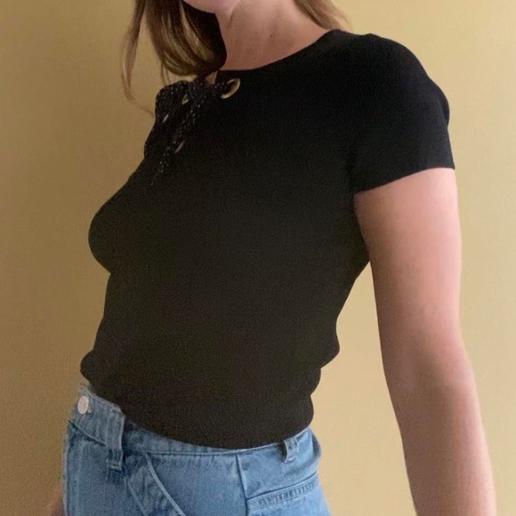 Black and gold with polka dot tie top #y2k #90s - Picture 3 of 3